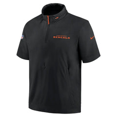 Cincinnati Bengals 2024 Sideline Coach Short Sleeve Half-Zip Hoodie Jacket Black - Nike