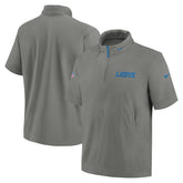 Detroit Lions 2024 Sideline Coach Short Sleeve Half-Zip Hoodie Jacket Gray - Nike