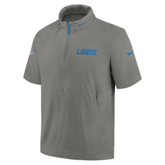 Detroit Lions 2024 Sideline Coach Short Sleeve Half-Zip Hoodie Jacket Gray - Nike