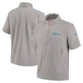 Miami Dolphins 2024 Sideline Coach Short Sleeve Half-Zip Hoodie Jacket Gray - Nike