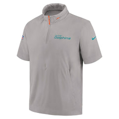 Miami Dolphins 2024 Sideline Coach Short Sleeve Half-Zip Hoodie Jacket Gray - Nike