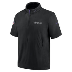 Minnesota Vikings 2024 Sideline Coach Short Sleeve Half-Zip Hoodie Jacket Black - Nike
