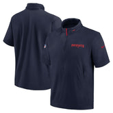 New England Patriots 2024 Sideline Coach Short Sleeve Half-Zip Hoodie Jacket Navy - Nike