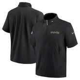 New Orleans Saints 2024 Sideline Coach Short Sleeve Half-Zip Hoodie Jacket Black - Nike
