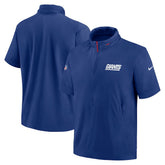 New York Giants 2024 Sideline Coach Short Sleeve Half-Zip Hoodie Jacket Royal - Nike
