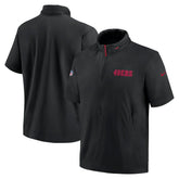 San Francisco 49ers 2024 Sideline Coach Short Sleeve Half-Zip Hoodie Jacket Black - Nike