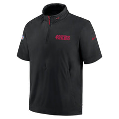 San Francisco 49ers 2024 Sideline Coach Short Sleeve Half-Zip Hoodie Jacket Black - Nike