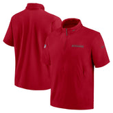 Tampa Bay Buccaneers 2024 Sideline Coach Short Sleeve Half-Zip Hoodie Jacket Red - Nike