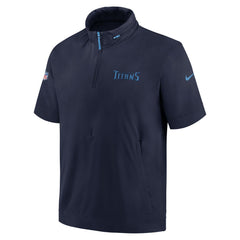 Tennessee Titans 2024 Sideline Coach Short Sleeve Half-Zip Hoodie Jacket Navy - Nike