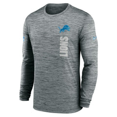 Detroit Lions Sideline Velocity Dri-FIT Long Sleeve T-Shirt Gray - Nike