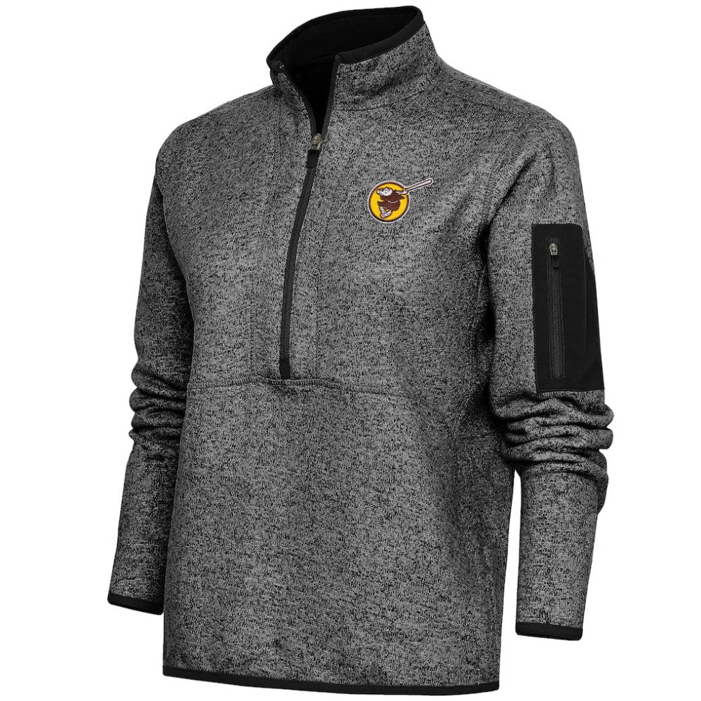 San Diego Padres Antigua Women's Cooperstown Logo Fortune Quarter-Zip Pullover Jacket Clearance