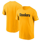 Pittsburgh Steelers Primetime Wordmark Essential T-Shirt Gold - Nike