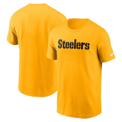 Pittsburgh Steelers Primetime Wordmark Essential T-Shirt Gold - Nike