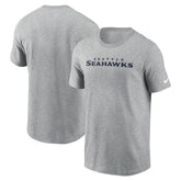 Seattle Seahawks Primetime Wordmark Essential T-Shirt Heather Gray - Nike