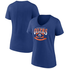 Edmonton Oilers - Women's Slapshot V-Neck T-Shirt Navy