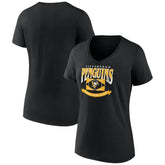 Pittsburgh Penguins Women's Slapshot V-Neck T-Shirt Black