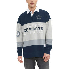 Dallas Cowboys Tommy Hilfiger Connor Oversized Rugby Long Sleeve Polo Heather Gray/Navy - NFL