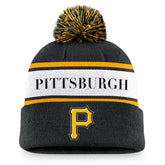 Pittsburgh Pirates Nike Team Stripe Peak Cuffed Knit Hat with Pom On Sale