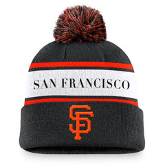 San Francisco Giants Nike Team Stripe Peak Cuffed Knit Hat with Pom Clearance