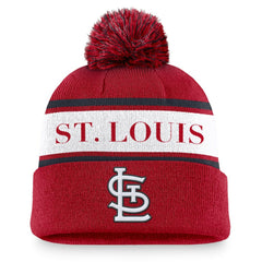 St. Louis Cardinals Nike Team Stripe Peak Cuffed Knit Hat with Pom On Sale