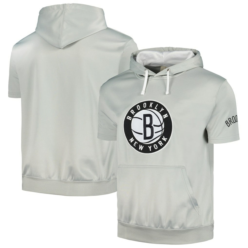 Fanatics - Brooklyn Nets Short Sleeve Pullover Hoodie - Silver/White