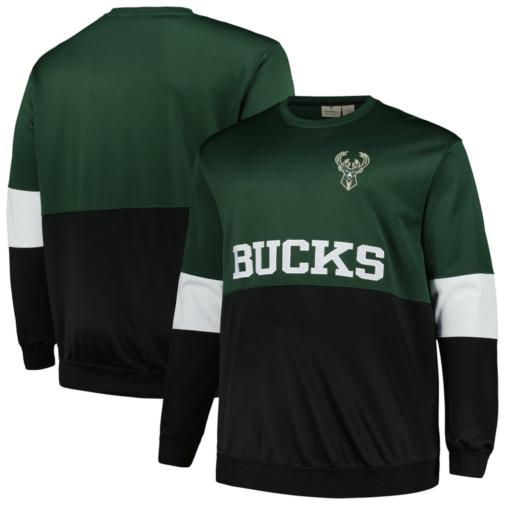 Fanatics - Milwaukee Bucks Big & Tall Split Pullover Sweatshirt - Hunter Green/Black