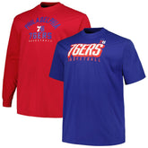 Fanatics - Philadelphia 76ers Big & Tall Short Sleeve & Long Sleeve T-Shirt Set - Royal/Red