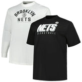 Fanatics - Brooklyn Nets Big & Tall Short Sleeve & Long Sleeve T-Shirt Set - Black/White