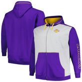 Fanatics - Los Angeles Lakers Big & Tall Contrast Pieced Stitched Full-Zip Hoodie - Purple/Heather Gray