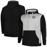 Fanatics - Brooklyn Nets Big & Tall Contrast Pieced Stitched Full-Zip Hoodie - Black/Heather Gray