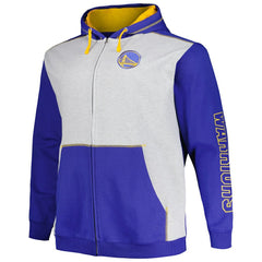 Fanatics - Golden State Warriors Big & Tall Contrast Pieced Stitched Full-Zip Hoodie - Royal/Heather Gray