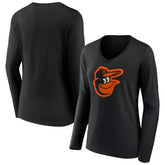 Baltimore Orioles Fanatics Women's Official Logo V-Neck Long Sleeve T-Shirt for sale