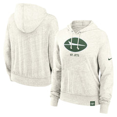 New York Jets Women's Gym Vintage Logo Pullover Hoodie Cream - Nike