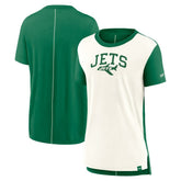 New York Jets Women's Wordmark Tri-Blend T-Shirt Cream/Kelly Green - Nike