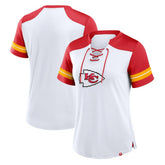 Kansas City Chiefs Women's Foiled Primary Lace-Up T-Shirt White/Red - Fanatics
