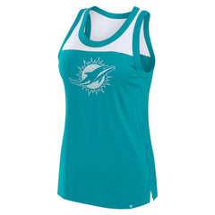 Miami Dolphins Women's Sequin Tank Top Aqua - Fanatics