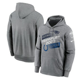 New England Patriots vs. Indianapolis Colts 2023 Frankfurt Game Pullover Hoodie Heather Charcoal - Nike