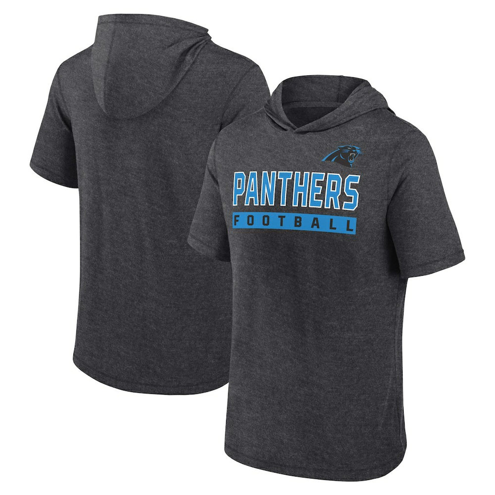 Carolina Panthers Push Short Sleeve Pullover Hoodie Heather Charcoal - Fanatics