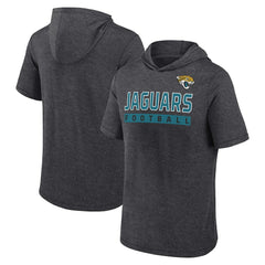 Jacksonville Jaguars Push Short Sleeve Pullover Hoodie Heather Charcoal - Fanatics