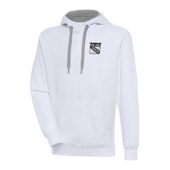 New York Rangers Antigua Metallic Logo Victory Pullover Hoodie White