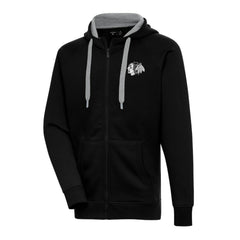 Chicago Blackhawks Antigua Metallic Logo Victory Full-Zip Hoodie Black