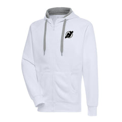 New Jersey Devils - Antigua Metallic Logo Victory Full-Zip Hoodie White