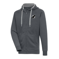 New Jersey Devils - Antigua Metallic Logo Victory Full-Zip Hoodie Charcoal