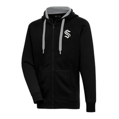 Seattle Kraken Antigua Metallic Logo Victory Full-Zip Hoodie Black