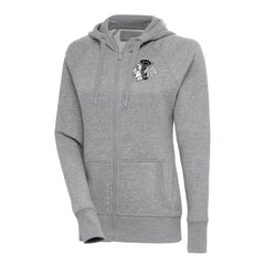 Chicago Blackhawks Antigua Women's Metallic Logo Victory Full-Zip Hoodie Heather Gray