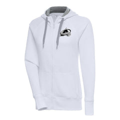 Colorado Avalanche - Antigua Women's Metallic Logo Victory Full-Zip Hoodie White