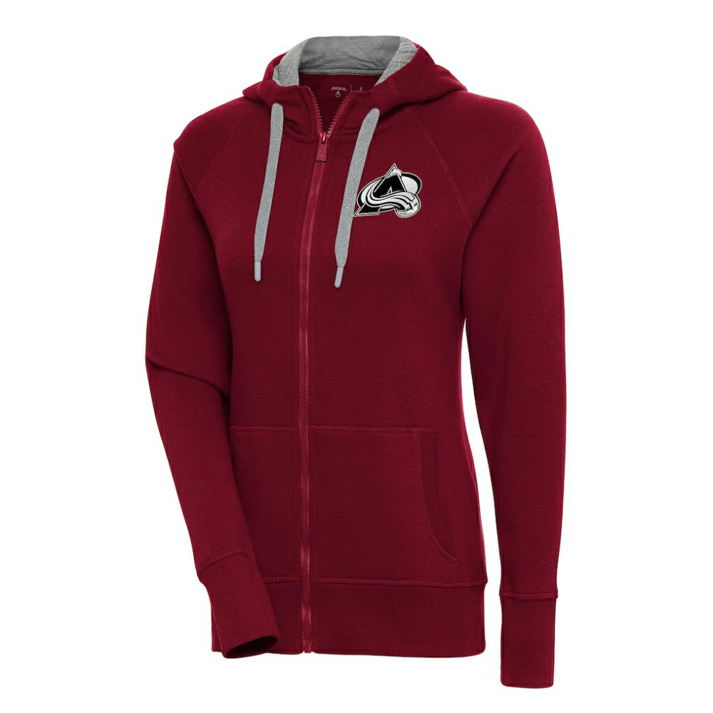 Colorado Avalanche - Antigua Women's Metallic Logo Victory Full-Zip Hoodie Burgundy