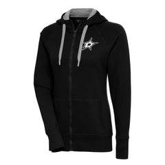 Dallas Stars - Antigua Women's Metallic Logo Victory Full-Zip Hoodie Black
