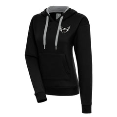 Washington Capitals Antigua Women's Metallic Logo Victory Pullover Hoodie Black