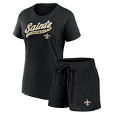 New Orleans Saints Women's Start to Finish T-Shirt & Shorts Combo Pack Black - Fanatics